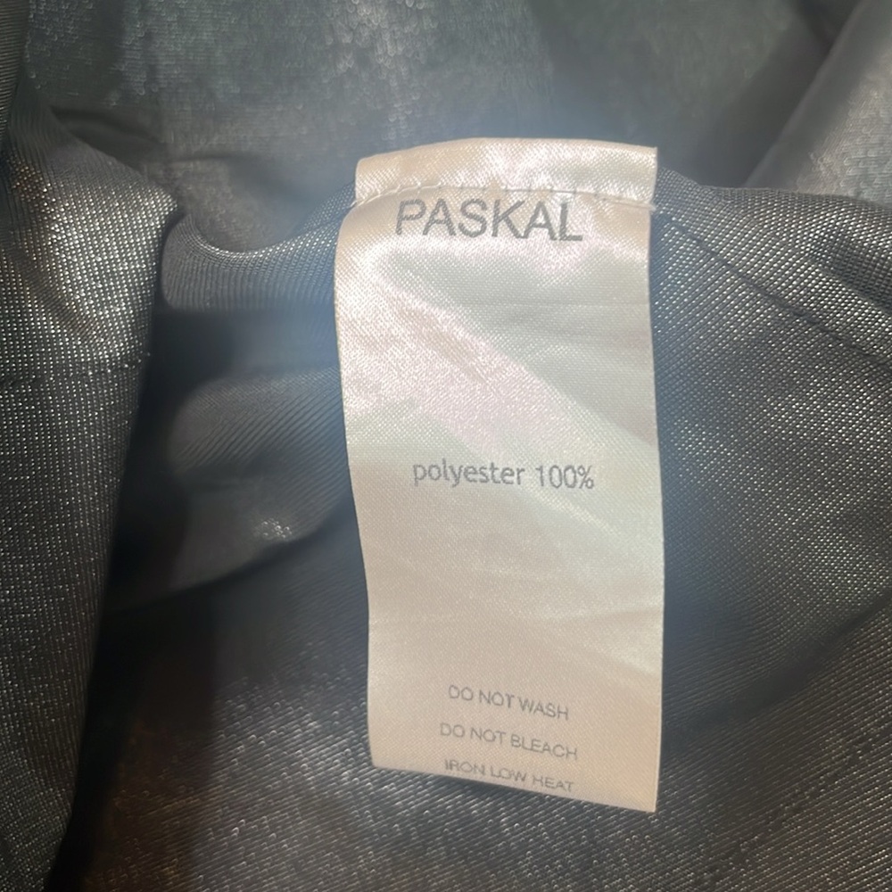 PASKAL Black Cinch Ruffle Neck Python Print Pocket Top S - Picture 5 of 6